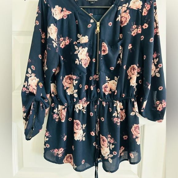 Floral blouse - Navy - Picture 1 of 1